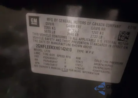 2017 Chevrolet Equinox Ls из США, поврежденный, VIN 2GNFLEEKXH6142410